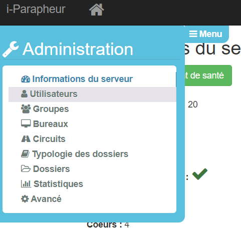 Administration utilisateurs parapheur