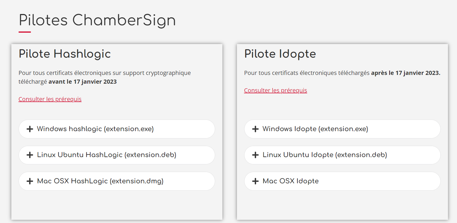 Pilote chambersign exemple