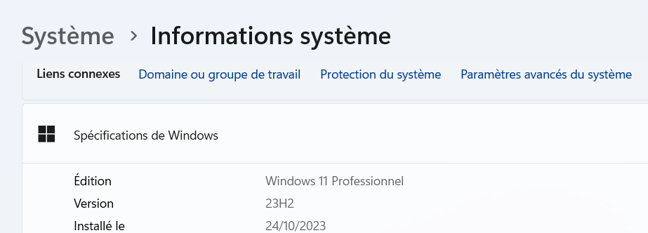 installation parapheur - informations systeme windows 11